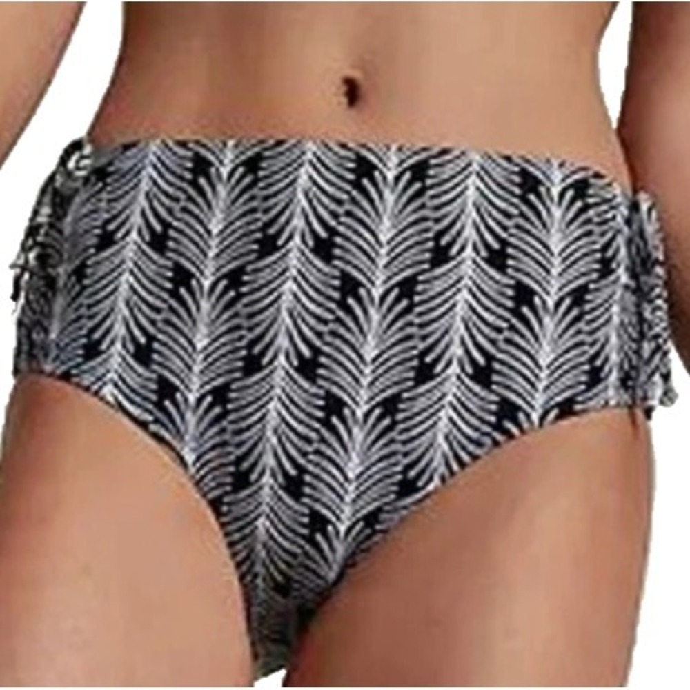 Calia Mid‎ Rise Ruched Side Swim Bottom Women's 2X Black/White Palms NWOT